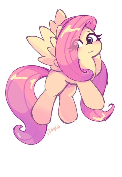 Size: 1418x2048 | Tagged: safe, artist:leo19969525, derpibooru import, fluttershy, pegasus, pony, g4, female, flying, hair over one eye, image, jpeg, mare, simple background, solo, spread wings, white background, wings