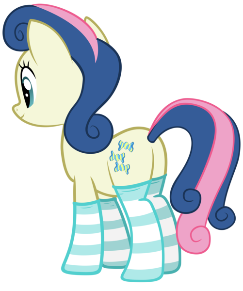 Size: 3986x4777 | Tagged: safe, artist:fluffytuli, derpibooru import, bon bon, sweetie drops, earth pony, pony, g4, absurd resolution, artifact, bon butt, butt, clothes, female, image, implied lesbian, implied lyra, implied lyrabon, implied shipping, mare, plot, png, simple background, socks, solo, striped socks, transparent background, vector