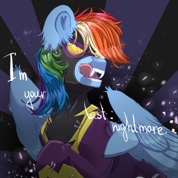 Size: 2500x2500 | Tagged: safe, artist:medkit, derpibooru import, rainbow dash, pegasus, pony, g4, blue coat, clothes, colored ear fluff, colored lineart, colored sketch, costume, ear cleavage, ear fluff, english, fanart, fangs, feathered wings, female, glasses, half body, halloween, halloween costume, heart ears, heart shaped, high res, holiday, image, latex, latex suit, licking, licking lips, lightly watermarked, mare, mlp fim's fourteenth anniversary, multicolored hair, multicolored mane, nightmare night, nightmare night costume, open mouth, paint tool sai 2, partially open wings, particles, png, rainbow, rainbow hair, raised head, raised hoof, scotch tape, shading, shadowbolt dash, shadowbolts, shadowbolts costume, shadowbolts uniform, short mane, signature, simple background, sketch, solo, sternocleidomastoid, teeth, text, three quarter view, tongue out, wall of tags, watermark, wing fluff, wings