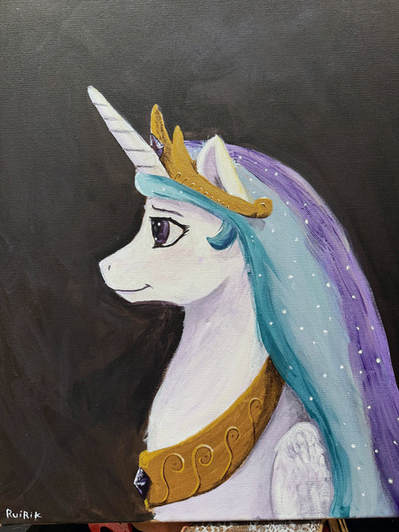 Size: 4284x5712 | Tagged: safe, artist:ruirik, derpibooru import, princess celestia, alicorn, pony, image, jpeg, solo, traditional art