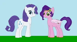 Size: 1366x756 | Tagged: safe, artist:marybethemberjoy49-1, derpibooru import, pipp petals, rarity, pegasus, unicorn, g4, g5, female, horn, image, pipp and her heroine, png