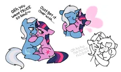 Size: 600x355 | Tagged: safe, artist:driftwoodpony, derpibooru import, trixie, twilight sparkle, unicorn, g4, female, horn, image, jpeg, lesbian, shipping, twixie