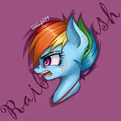 Size: 2048x2048 | Tagged: safe, artist:6hellboy9, derpibooru import, rainbow dash, pegasus, pony, g4, alternate timeline, apocalypse dash, crystal war timeline, female, image, png, redesign, scar, solo