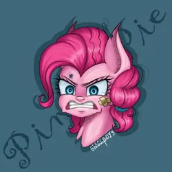 Size: 2048x2048 | Tagged: safe, artist:6hellboy9, derpibooru import, pinkie pie, earth pony, pony, g4, angry, bust, female, image, pinkie pie is not amused, png, portrait, redesign, solo, unamused