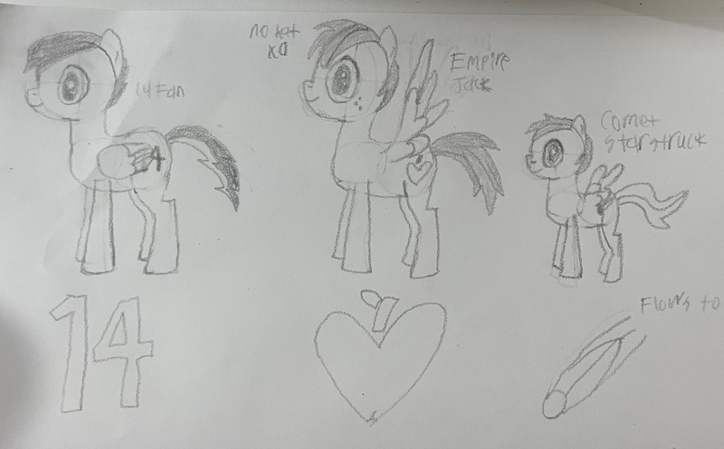 Size: 3100x1927 | Tagged: safe, derpibooru import, oc, oc:14fan, oc:comet starstruck, oc:empire jack, unofficial characters only, pegasus, pony, colt, foal, image, jpeg, male, pegasus oc, photo, traditional art, wings