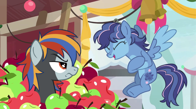 Size: 1626x908 | Tagged: episode needed, safe, artist:peaceandlove26, derpibooru import, edit, edited screencap, screencap, oc, oc:moonbright, oc:wishbone, unofficial characters only, pegasus, pony, g4, duo, image, laughing, pegasus oc, png, wings