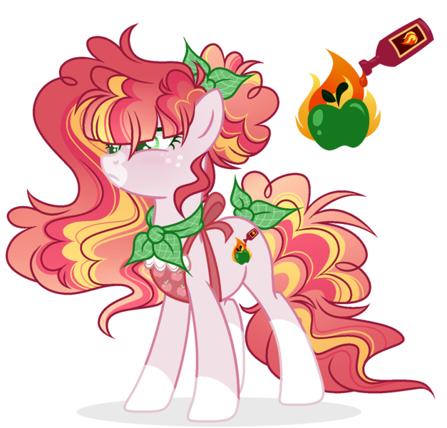 Size: 1652x1582 | Tagged: safe, artist:blazenly-obvious, derpibooru import, oc, oc:apple fire, unofficial characters only, earth pony, pony, apron, ascot, base used, clothes, earth pony oc, facial markings, female, freckles, hair tie, image, mare, mealy mouth (coat marking), multicolored hair, offspring, parent:big macintosh, parent:pinkie pie, parents:pinkiemac, pink coat, png, simple background, socks, solo, tail tie, transparent background