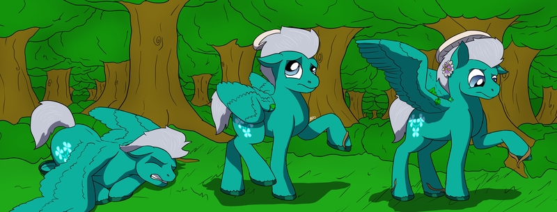 Size: 6500x2480 | Tagged: safe, artist:mcsplosion, derpibooru import, buddy, original species, pegasus, plant pony, pony, g4, forest, high res, image, jpeg, male, mushroom, nature, plant, roots, solo, stallion, transformation, transformation sequence, tree