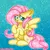 Size: 2000x2000 | Tagged: safe, artist:ladylullabystar, derpibooru import, fluttershy, pony, abstract background, crossed hooves, cute, ear fluff, eyelashes, image, open mouth, outline, png, signature, sitting, solo, sparkles, sparkly mane, sparkly tail, spread wings, wings