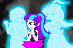 Size: 2266x1488 | Tagged: safe, artist:artsymlp12, derpibooru import, rarity, twilight sparkle, oc, oc:sparkle time, ghost, human, undead, equestria girls, g4, clothes, coronation dress, dress, haunted, image, jpeg, long dress, long skirt, scared, skirt