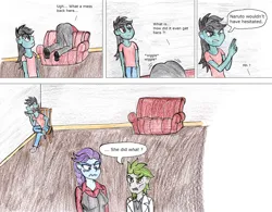 Size: 1600x1249 | Tagged: safe, artist:fleximusprime, derpibooru import, oc, unofficial characters only, human, blushing, child, couch, family, humanized, image, png, traditional art, trio