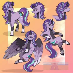 Size: 2500x2500 | Tagged: safe, artist:slapearl, derpibooru import, starlight glimmer, alicorn, pony, unicorn, g4, alicornified, alternate hairstyle, female, flying, grin, horn, image, jpeg, mare, markings, race swap, redesign, smiling, solo, starlicorn, unshorn fetlocks, xk-class end-of-the-world scenario