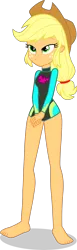 Size: 1287x4154 | Tagged: safe, alternate version, artist:dustinwatsongkx, derpibooru import, edit, applejack, human, equestria girls, g4, accessory swap, barefoot, clothes, clothes swap, cowboy hat, feet, female, fluttershy's one-piece swimsuit, fluttershy's swimsuit, fluttershy's wetsuit, hat, image, legless, long sleeves, my little pony equestria girls: better together, one-piece swimsuit, png, simple background, solo, swimsuit, swimsuit edit, swimsuit swap, transparent background, vector