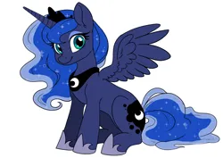 Size: 7016x4961 | Tagged: safe, artist:derpydoode, derpibooru import, princess luna, alicorn, g4, happy, horn, image, png, princess, sit, sitting, smiling, wings