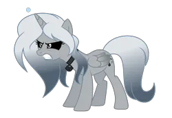 Size: 1961x1351 | Tagged: safe, artist:darbypop1, derpibooru import, oc, oc:melody everbelle, alicorn, pony, alternate design, angry, black sclera, female, image, mare, png, simple background, solo, transparent background