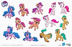 Size: 2083x1349 | Tagged: safe, artist:claudio naccari, derpibooru import, hitch trailblazer, izzy moonbow, pipp petals, sunny starscout, zipp storm, earth pony, pegasus, pony, unicorn, g5, adorapipp, adorazipp, concept art, cute, female, hitchbetes, horn, image, izzybetes, jpeg, male, mane five, mare, my little pony g5 2d show (boulder media), open mouth, simple background, smiling, stallion, sunnybetes, white background