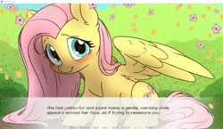 Size: 1917x1110 | Tagged: safe, artist:derpydoodesigns, derpibooru import, applejack, fluttershy, pinkie pie, rainbow dash, rarity, twilight sparkle, pegasus, pony, g4, background, color, cute, flower, game, general, image, jpeg, mane six, shading, visual novel