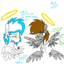 Size: 1700x1700 | Tagged: suggestive, artist:david_bal'air, derpibooru import, oc, oc:known pony, oc:littlepip, pony, seraph, fallout equestria, angel, annoyed, biblically accurate angels, biblically accurate pip, blushing, concerned, drool, female, halfassedart, halo, image, looking at you, male, mare, multiple eyes, multiple wings, phone, png, smiling, smirk, spread wings, stallion, wings