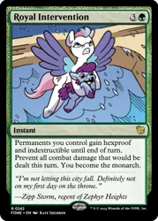 Size: 375x523 | Tagged: safe, derpibooru import, edit, idw, zipp storm, pegasus, g5, ccg, image, magic the gathering, my little pony: the storm of zephyr heights, png, the storm of zephyr heights #2, trading card, trading card edit, trading card game, zephyr heights