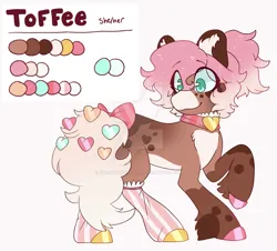 Size: 940x851 | Tagged: safe, artist:strawberryslushie, derpibooru import, earth pony, pony, alternate design, deviantart watermark, image, jpeg, obtrusive watermark, pink background, pronouns, simple background, solo, twitterina design, watermark