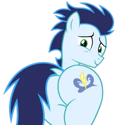 Size: 1039x1100 | Tagged: safe, artist:shieldwingarmorofgod, derpibooru import, soarin', pegasus, pony, g4, butt, image, male, png, simple background, solo, stallion, transparent background