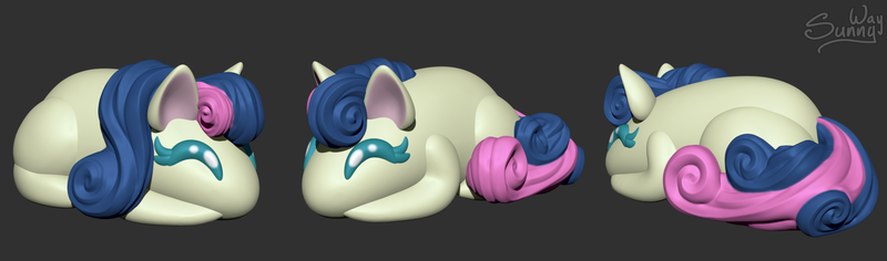 Size: 2000x591 | Tagged: safe, artist:sunny way, derpibooru import, bon bon, sweetie drops, earth pony, pony, g4, 3d, 3d render, art, artwork, blender, digital art, female, feral, image, little buns, mare, my little pony, png, smiling, solo, zbrush