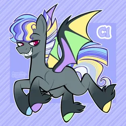 Size: 3000x3000 | Tagged: safe, artist:3ggmilky, derpibooru import, oc, bat pony, pony, colored hooves, colored wings, hooves, image, male, multicolored hooves, multicolored wings, png, solo, stallion, wings