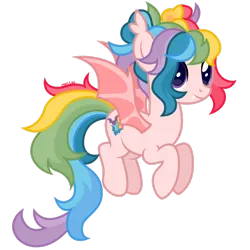 Size: 1920x1920 | Tagged: safe, artist:cirillaq, derpibooru import, oc, oc:rainbow skies, bat pony, pony, female, image, mare, png, simple background, solo, transparent background