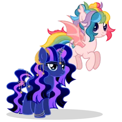 Size: 1920x1920 | Tagged: safe, artist:cirillaq, derpibooru import, oc, oc:artemis, oc:rainbow skies, unofficial characters only, bat pony, pony, unicorn, female, horn, image, jewelry, mare, png, simple background, transparent background, vector