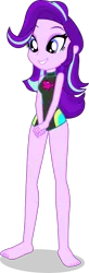 Size: 1443x4408 | Tagged: safe, alternate version, artist:dustinwatsongkx, derpibooru import, edit, starlight glimmer, human, equestria girls, g4, accessory swap, barefoot, clothes, clothes swap, feet, female, fluttershy's one-piece swimsuit, fluttershy's swimsuit, fluttershy's wetsuit, hatless, image, missing accessory, my little pony equestria girls: better together, one-piece swimsuit, png, simple background, solo, swimsuit, swimsuit edit, swimsuit swap, transparent background, vector