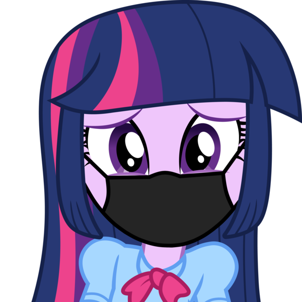 Size: 3000x3000 | Tagged: safe, artist:cloudy glow, derpibooru import, editor:brokenadam, twilight sparkle, human, equestria girls, g4, coronavirus, covid-19, face mask, female, image, mask, my little pony equestria girls: rainbow rocks, png, simple background, solo, transparent background, vector