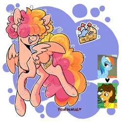 Size: 1600x1600 | Tagged: safe, artist:petaltheartist, derpibooru import, cheese sandwich, rainbow dash, oc, oc:blue cheese, pegasus, pony, g4, image, male, offspring, parent:cheese sandwich, parent:rainbow dash, parents:cheesedash, png, stallion