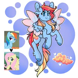 Size: 1200x1200 | Tagged: safe, artist:petaltheartist, derpibooru import, fluttershy, rainbow dash, oc, oc:morning glory, pegasus, pony, female, image, magical lesbian spawn, mare, offspring, parent:fluttershy, parent:rainbow dash, parents:flutterdash, png