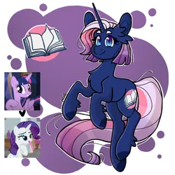 Size: 1200x1200 | Tagged: safe, artist:petaltheartist, derpibooru import, rarity, twilight sparkle, twilight sparkle (alicorn), oc, alicorn, pony, unicorn, female, horn, image, magical lesbian spawn, mare, offspring, parent:rarity, parent:twilight sparkle, parents:rarilight, png