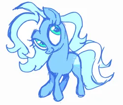 Size: 1379x1186 | Tagged: safe, artist:janegumball, derpibooru import, part of a set, oc, oc:moraine terminus, unofficial characters only, earth pony, pony, blue coat, blue mane, blue tail, colored sketch, doodle, earth pony oc, eyelashes, female, female oc, green eyes, image, jpeg, looking back, mare, mare oc, not trixie, oc redesign, ponyville ciderfest, ponyville ciderfest 2024, requested art, simple background, sketch, smiling, solo, standing, tail, three quarter view, two toned mane, two toned tail, white background