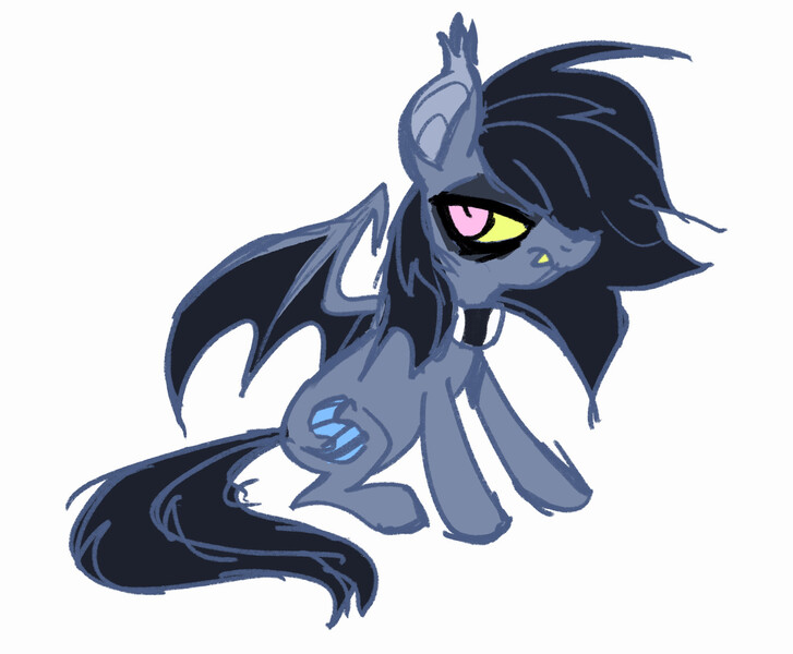 Size: 1495x1234 | Tagged: oc name needed, safe, artist:janegumball, derpibooru import, part of a set, oc, unofficial characters only, bat pony, pony, bags under eyes, bat pony oc, bat wings, black mane, black tail, colored pinnae, colored sclera, colored sketch, colored teeth, colored wings, doodle, ear tufts, emo hair, fangs, frown, gray coat, image, jpeg, lidded eyes, looking back, narrowed eyes, no catchlights, oc redesign, pink eyes, ponyville ciderfest, ponyville ciderfest 2024, requested art, simple background, sitting, sketch, solo, spiky mane, spread wings, tail, two toned wings, white background, wings, yellow sclera, yellow teeth