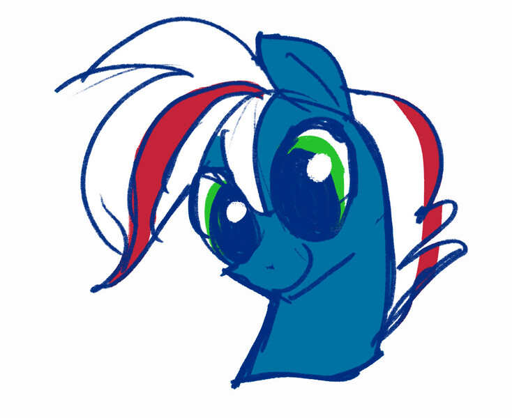 Size: 1094x894 | Tagged: oc name needed, safe, artist:janegumball, derpibooru import, part of a set, oc, unofficial characters only, pony, big eyes, bust, colored sketch, cyan coat, doodle, green eyes, image, jpeg, male, oc redesign, ponyville ciderfest, ponyville ciderfest 2024, red and white mane, requested art, simple background, sketch, smiling, solo, three quarter view, two toned mane, white background