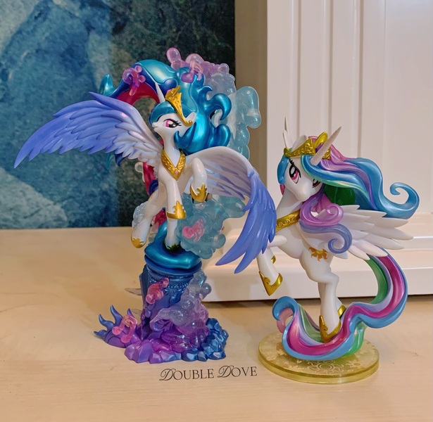 Size: 2567x2504 | Tagged: safe, derpibooru import, kotobukiya, official, princess celestia, pony, g4, figure, image, jpeg, kayou, kotobukiya princess celestia, looking at you, merchandise, music notes, side view, solo, spread wings, statue, wings