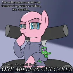 Size: 2048x2048 | Tagged: safe, artist:legendoflink, derpibooru import, gummy, alligator, earth pony, pony, g4, bald, bust, dialogue, dr. evil, female, hoof on chin, image, implied twilight sparkle, jpeg, mare, pinktober, pinktober 2024, talking to viewer