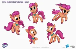 Size: 2083x1349 | Tagged: safe, artist:claudio naccari, artist:claudionaccari, boulder media, derpibooru import, official, sunny starscout, earth pony, pony, g5, boulder media logo, concept art, female, hasbro, hasbro logo, image, jpeg, logo, mare, my little pony g5 2d show (boulder media), my little pony logo, simple background, slender, text, thin, white background