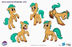 Size: 2083x1349 | Tagged: safe, artist:claudio naccari, artist:claudionaccari, boulder media, derpibooru import, official, hitch trailblazer, earth pony, pony, g5, boulder media logo, butt, concept art, hasbro, hasbro logo, hitchbutt, image, jpeg, logo, male, my little pony g5 2d show (boulder media), my little pony logo, plot, simple background, stallion, text, white background