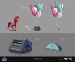 Size: 3840x3167 | Tagged: safe, artist:piotr bzdura, boulder media, derpibooru import, official, sunny starscout, earth pony, pony, g5, my little pony: a new generation, balloon, boulder media logo, concept art, female, hasbro, hasbro logo, image, jpeg, logo, mare, my little pony logo, my little pony: a new generation logo, netflix, netflix logo