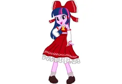 Size: 840x580 | Tagged: safe, artist:warioman69, derpibooru import, twilight sparkle, human, equestria girls, g4, clothes, cosplay, costume, female, hakurei reimu, image, jpeg, miko, simple background, skirt, touhou, white background