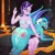 Size: 1024x1024 | Tagged: suggestive, ai content, machine learning generated, prompter:g4spankinglover, princess ember, starlight glimmer, anthro, dragon, unicorn, breasts, image, jpeg, over the knee, spank mark, spanked, spanking