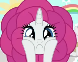 Size: 910x720 | Tagged: safe, anonymous editor, derpibooru import, edit, edited screencap, screencap, rarity, pony, unicorn, forever filly, g4, season 7, clothes, costume, cropped, faic, female, flower costume, flowerity, frown, horn, image, inverted mouth, jpeg, mare, rainbow, sad, solo, squishy cheeks, sun, unhappy