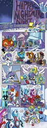 Size: 1200x3273 | Tagged: safe, artist:lytlethelemur, derpibooru import, princess cadance, princess flurry heart, shining armor, sunburst, alicorn, bat pony, unicorn, g4, captain america, clothes, comic, costume, devil costume, devil horns, halloween, halloween 2024, halloween costume, holiday, horn, horns, image, it, marvel, open mouth, pennywise, png, screaming