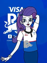 Size: 810x1080 | Tagged: safe, artist:captainelsa, derpibooru import, rarity, human, equestria girls, g4, drink, energy drink, female, formula 1, image, jpeg, red bull, solo, visa