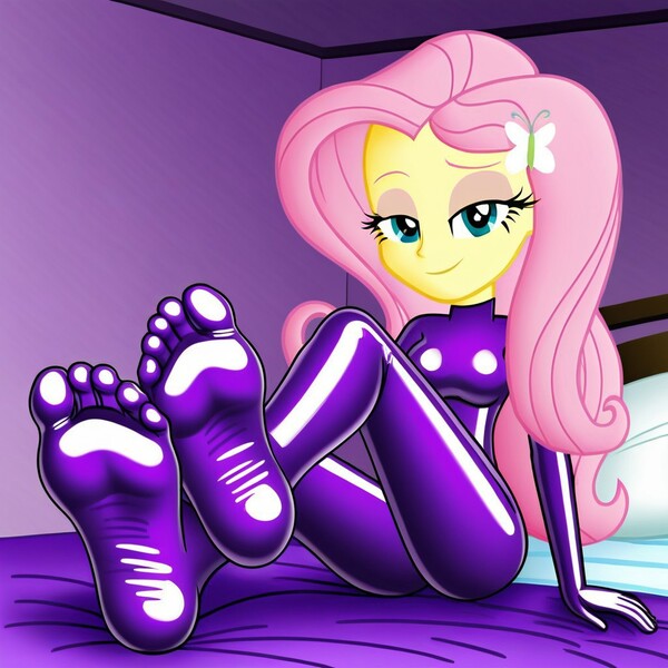 Size: 1024x1024 | Tagged: suggestive, machine learning generated, ponerpics import, fluttershy, equestria girls, breasts, clothes, feet, female, fetish, foot fetish, foot focus, gloves, image, jpeg, latex, latex gloves, latex socks, latex suit, sock fetish, socks, soles, solo, solo female, toes