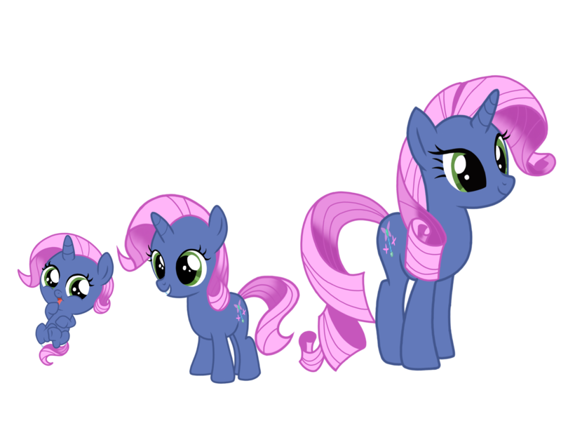 Size: 2732x2048 | Tagged: safe, artist:lunamidnight1998, derpibooru import, oc, oc:fairy pixie, pony, unicorn, g4, baby, cute, diaper, digital art, evolution, fairy pixie, female, foal, horn, image, mare, ocbetes, older, png, simple background, smiling, solo, transparent background, wand