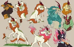 Size: 9474x6000 | Tagged: safe, artist:chub-wub, derpibooru import, autumn blaze, rain shine, kirin, nirik, g4, angry, awwtumn blaze, cute, fangs, female, flower, grass, image, jpeg, open mouth, redesign, sad, tendrils